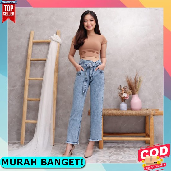 Celana Jeans 7/8Panjang Wanita Banana - Celana Lepis Jeans Jins Levis Sobek Jumbo Wanita Cewek Skinn