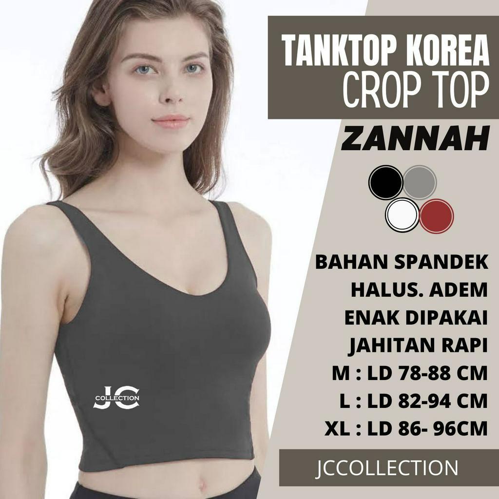 Tanktop Singlet Dalaman Cropped Wanita Gaya Korea Zannah / Kaos Tanktop Crop