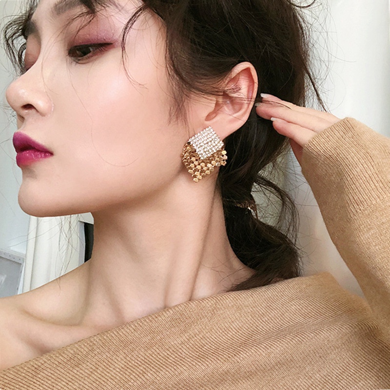 Dongdaemun sederhana sterling silver jarum bermutu tinggi anting-anting wanita serbaguna kreatif bar