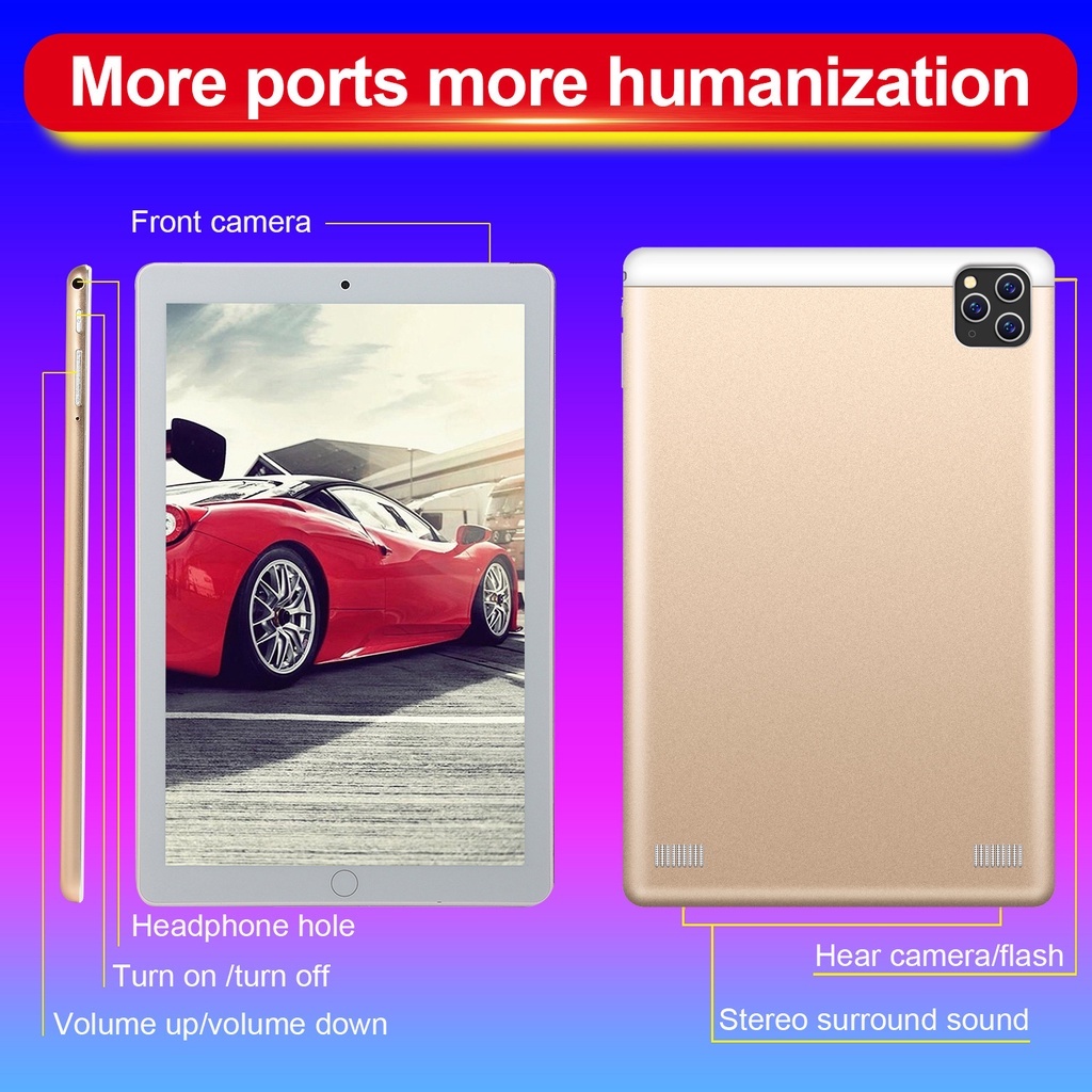 【Bisa COD】2022 New tablet P20 12+512GB 10.1 inci Large Screen PC Android 12 Dual SIM Card WIFI Dual SIM Tablet Untuk Anak Belajar