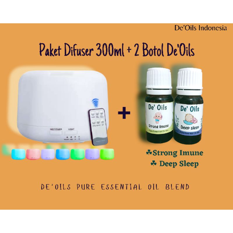 De'Oils Paket Difuser + Essential Oil Murni Berkualitas Pure Essential Oil Aromateraphy baby