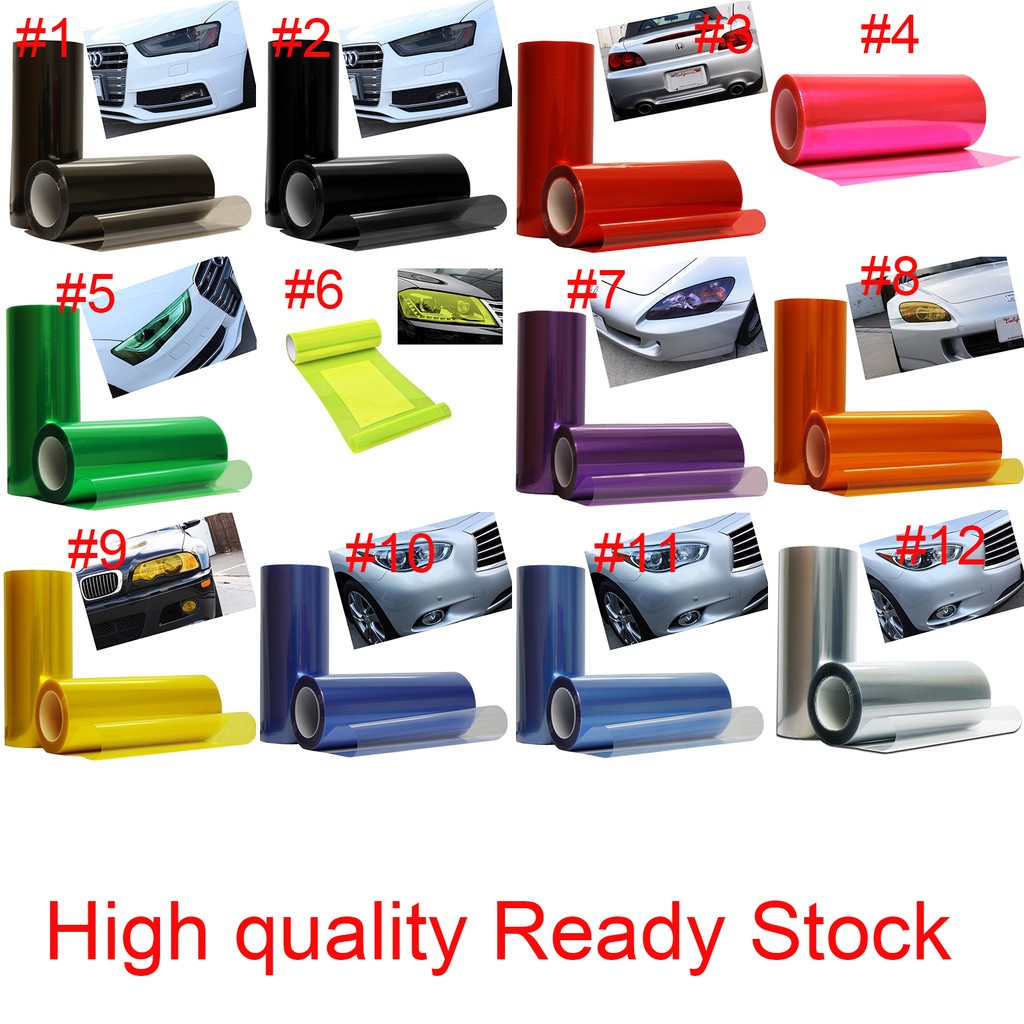 Hot Sale/12Warna Lampu Depan Mobil Mewah Fog Light Taillight Kuning Vinyl Film Wrap Sticker