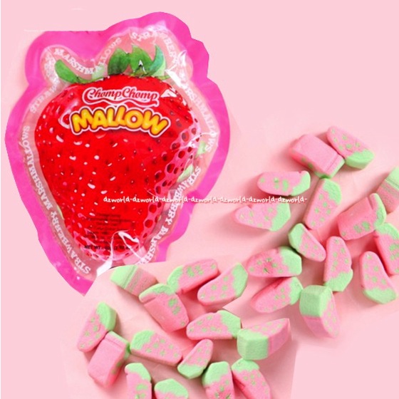 Chomp Chomp Marshmallow Strawberry 60gr ChompChomp Marsmelow Stroberi Permen Lunak Mars Mellow Melow Chomps Rasa Straw Berry