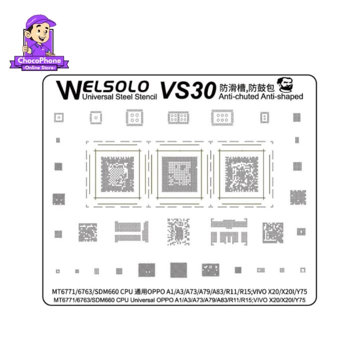 Plat Welsolo VS30 Cetakan Bga IC Cpu MT6771 MT6763 SDM660 Original