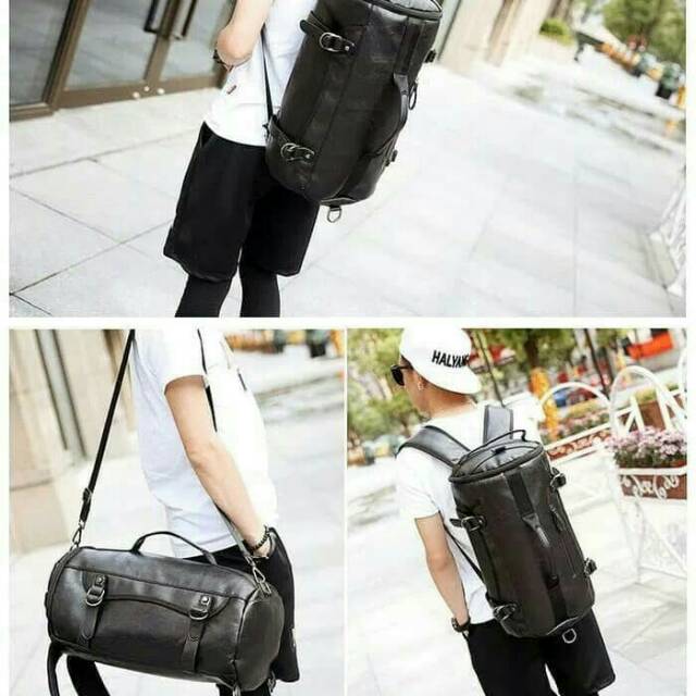 TAS RANSEL PRIA MURAH/BACKPACK KULIT IMPORT/TAS SEKOLAH HITAM