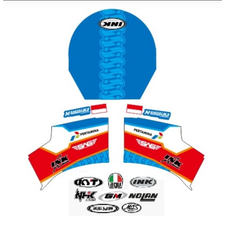 Decal helm haltface mandalika SAG team universal all size