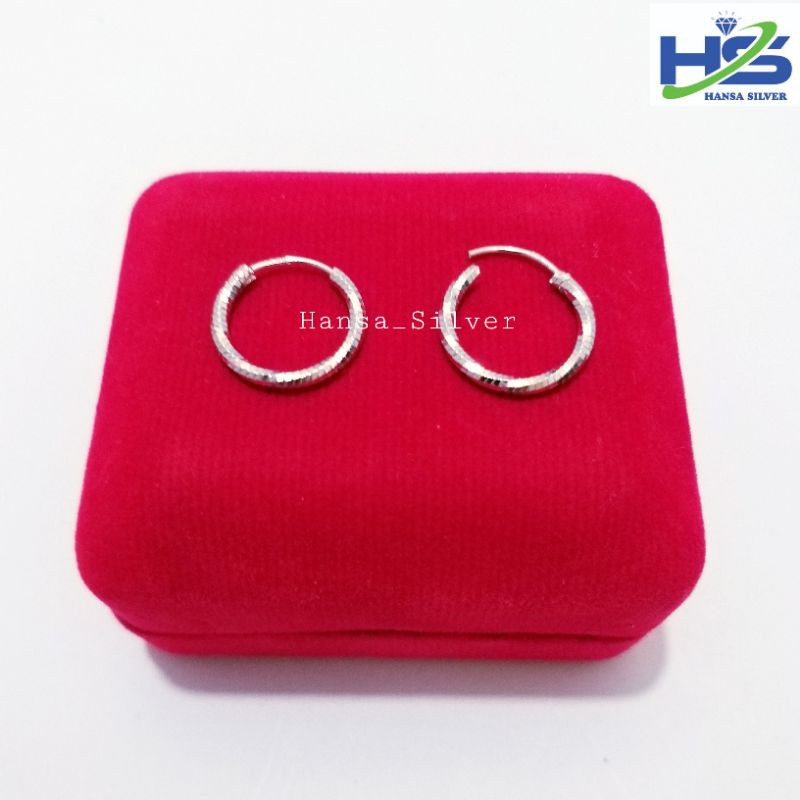 Anting Perak Asli Silver 925 Lapis Emas Putih Model Gipsi Ring Ukir - Anting Wanita Anti Karat