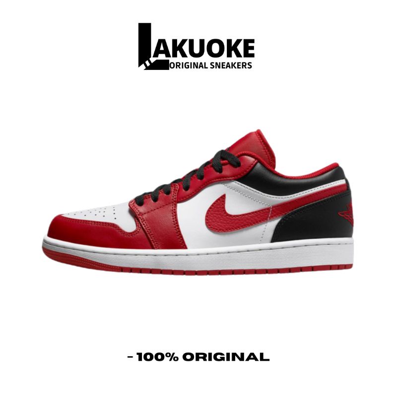 Sepatu Nike Air Jordan 1 Low Chicago Bulls Gym Red Black Original