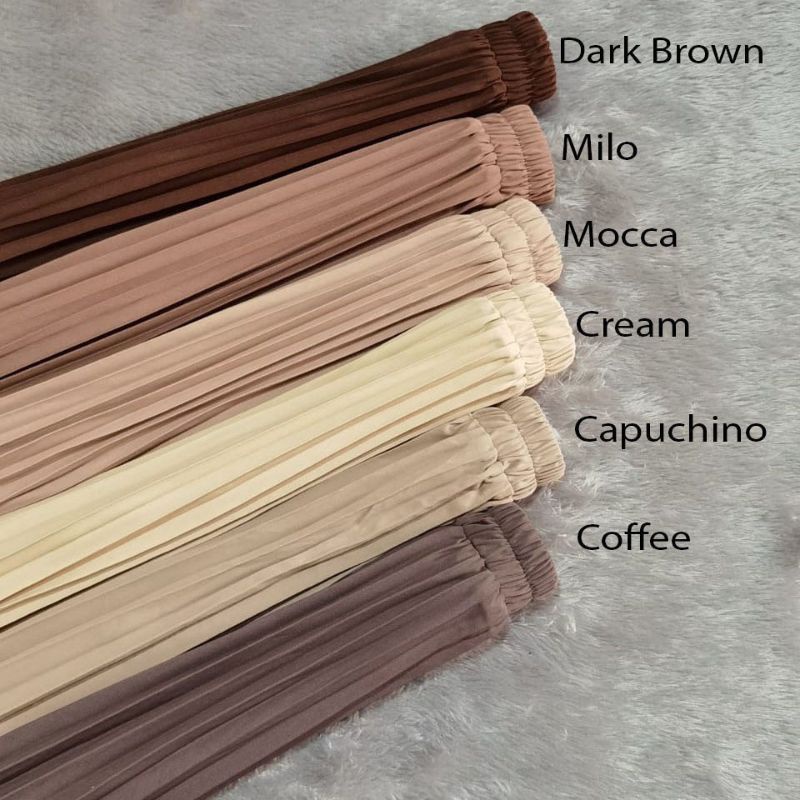 ROK WANITA PLISKET VARIASI KANCING DEPAN - BAHAN HYGET SYPER ( PREMIUM )-Coffe