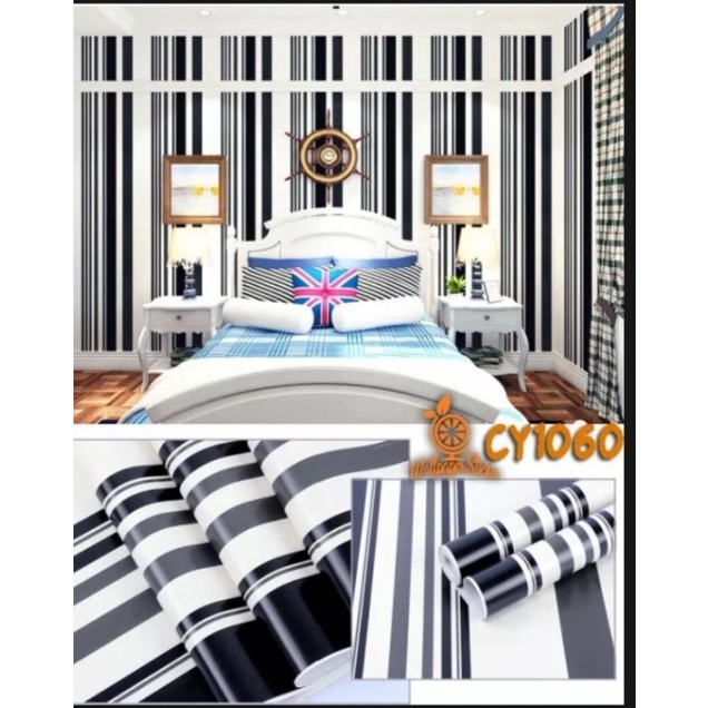 [COD] Wallpaper Sticker Dinding motif Salur Hitam cy1060