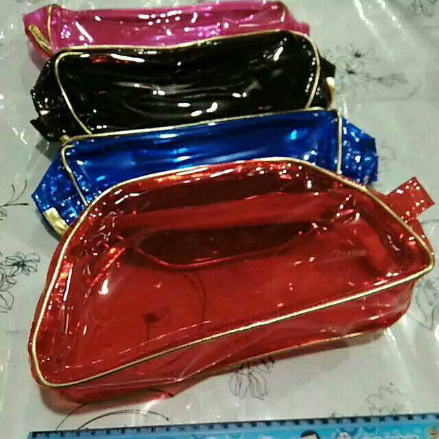 GROSIR tas organizer kosmetik peralatan make up sabun pakaian pvc motif bunga transparan bening cowo