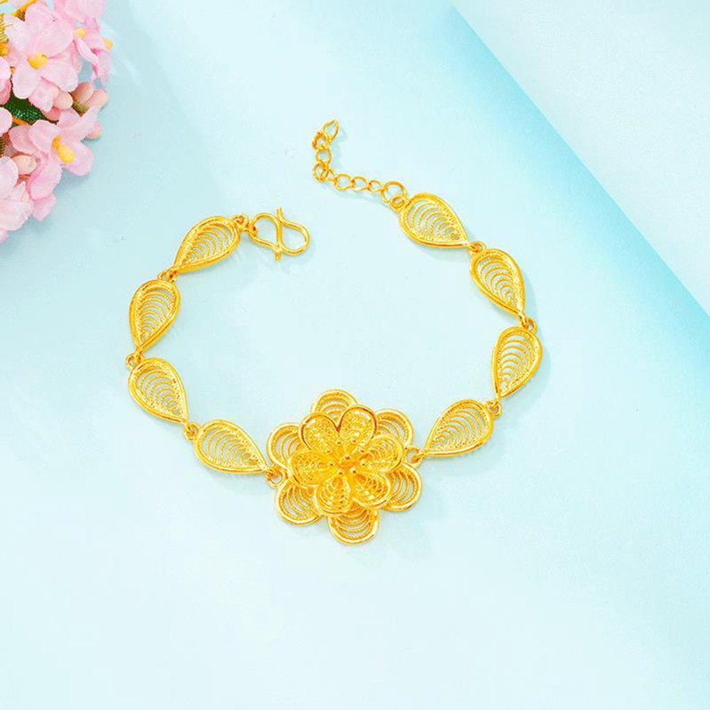 Hu Hu Hu Hu Hu Alat Bantu Pasang Kacamata♡ Gelang Rantai Bunga Mawar Bahan Tembaga Lapis Emas Untuk Hadiah