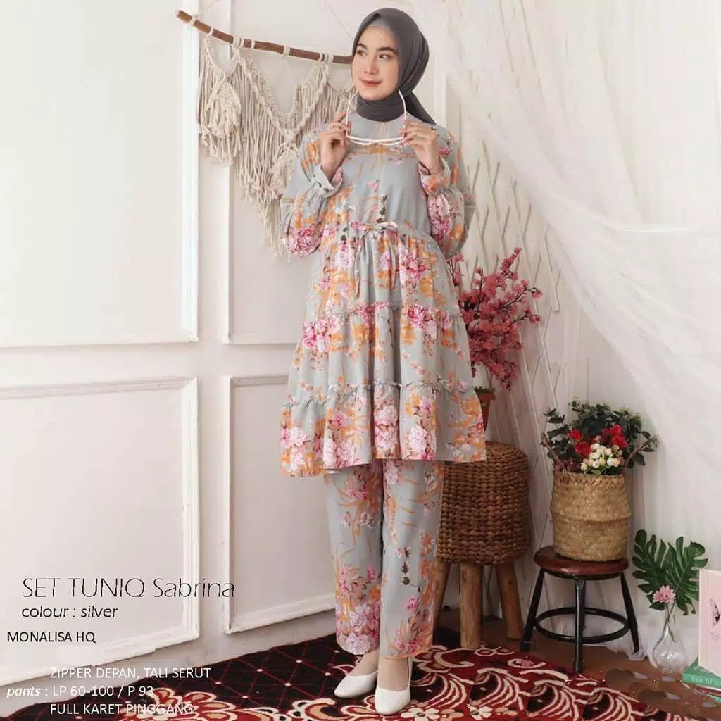 [ BUY 1 GET 1 FREE ] Set tunik sabrina | celana + tunik l setelan bangkok