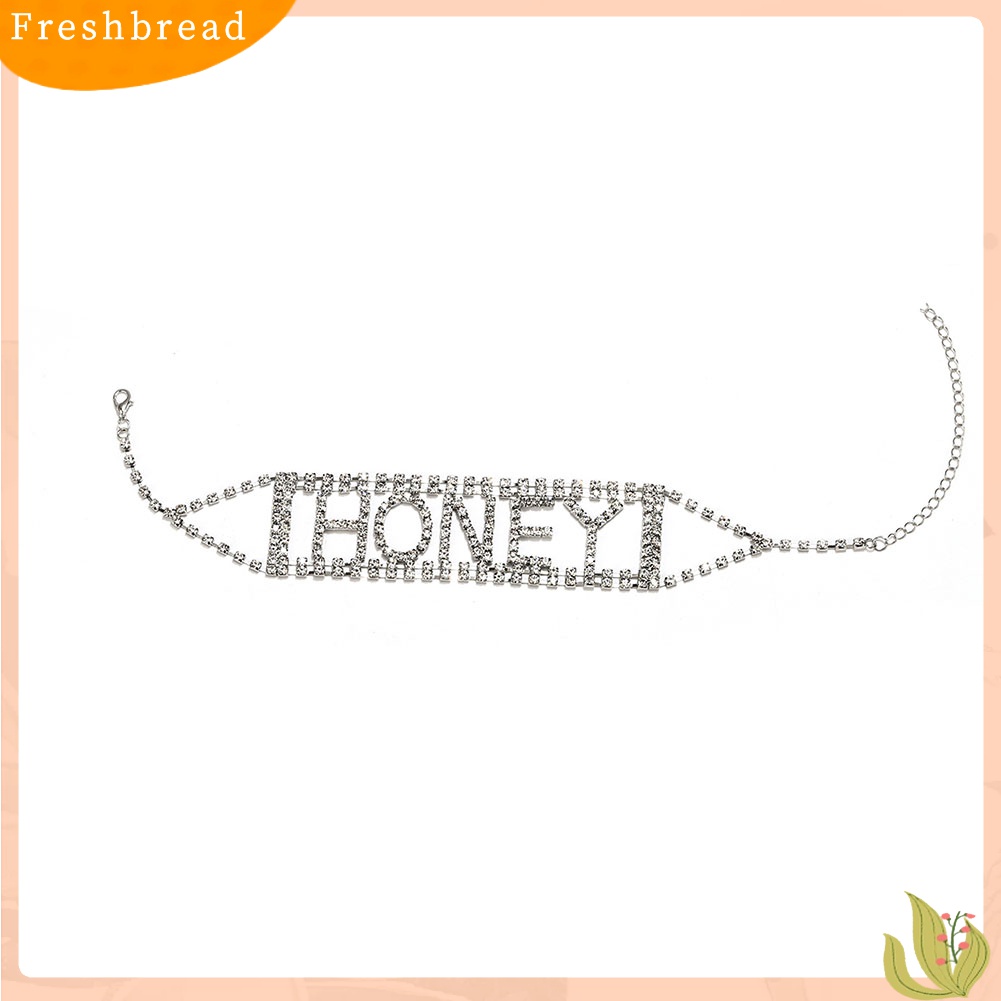 Terlaris Punk Shiny Rhinestone Letter Honey Cup Chain Choker Necklace Women's Jewelry