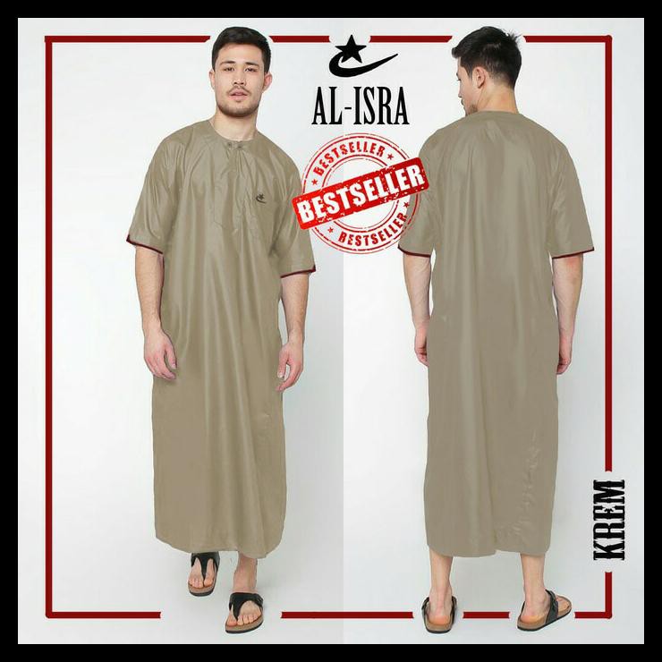 New Jehfashion Baju Gamis Muslim Pria Lengan Pendek Al Isra - Jubah Arabi Diskon