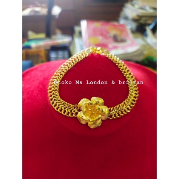 Gelang Bunga Emas 24K Kadar 99,99%.