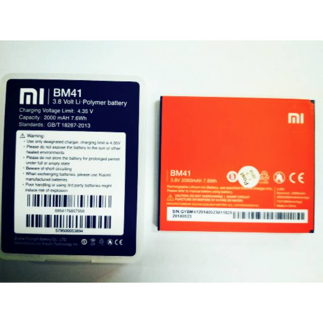Baterai Xiaomi Redmi 1S,Xiaomi Hongmi, BM41, BM-41 Original 100%
