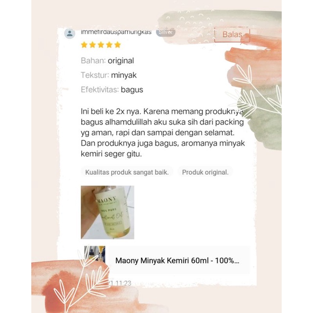 Maony 100% Minyak Kemiri Murni 60ml Untuk Rambut Rontok Penebal dan Penumbuh Rambut-1