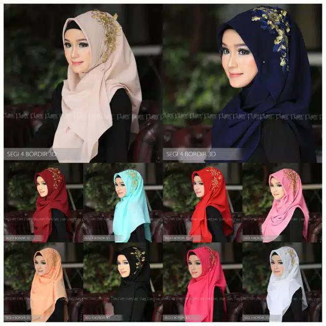 Hijab segiempat bordir ORI FLOW