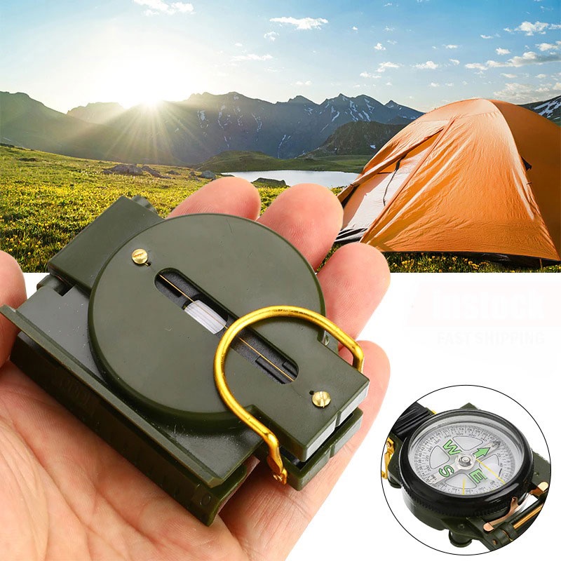 GS7i kompas Hutam Kemah Kamping Petualang portable lipat metal Tahan Benturan f01 - green Or-i