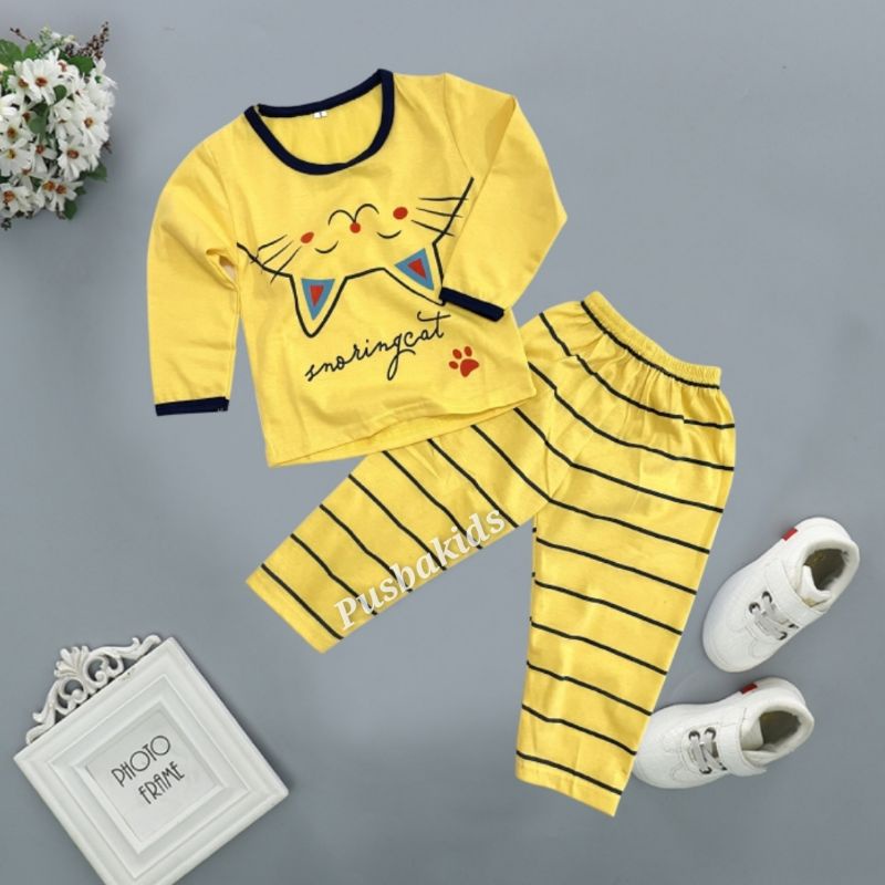 SETELAN ANAK PP / SETELAN BAJU TIDUR ANAK PANJANG UNISEX COWOK - CEWEK-SNORING PP