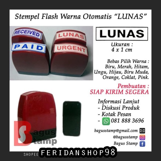 

BT222 STEMPEL LUNAS WARNA BEST OTOMATIS FLASH BY FERIDANSHOP98