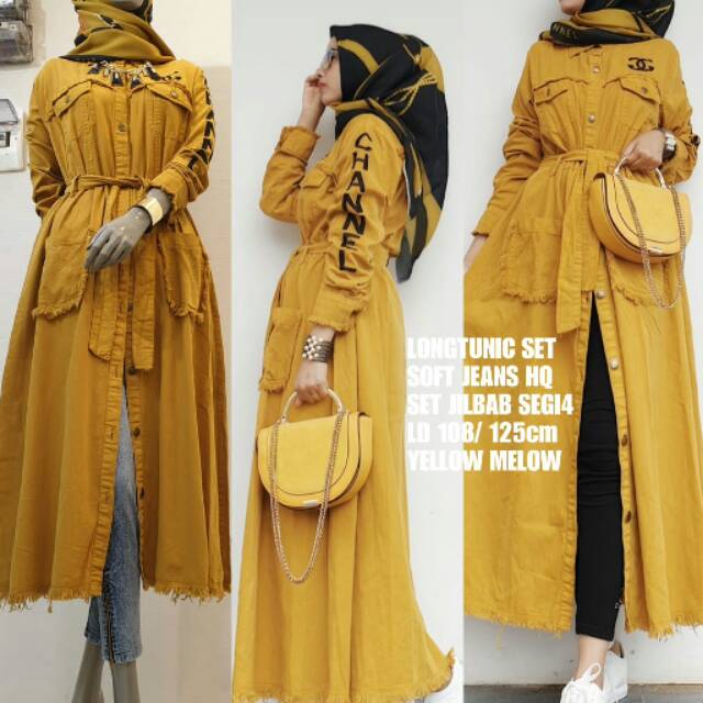1000% ORI SHR IMPORT. LONG TUNIK SET JILBAB CHANNEL + BELT