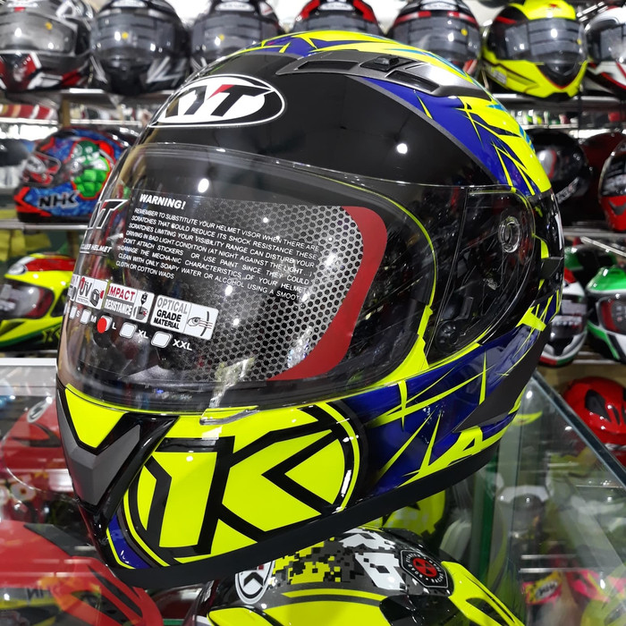 Helm KYT Falcon Spike Yellow Fluo / Blue