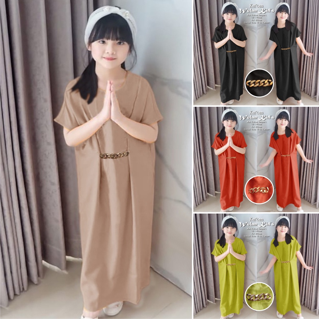 Baju Kaftan Anak Tanggung Wulan Kid’s Usia 11-14 Tahun Kaftan Anak Kekinian Viral Bisa Bayar Ditempat COD