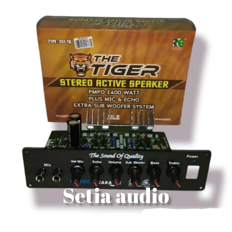 kit power amplifer aktif speaker stereo + subwoofer + mic echo tiger