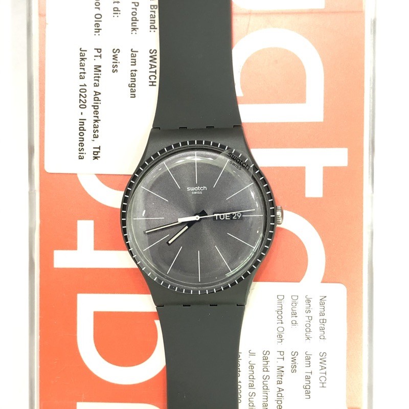 Jam Tangan Pria SWATCH Analog SUOM709 GREY RAILS Original Garansi Resmi