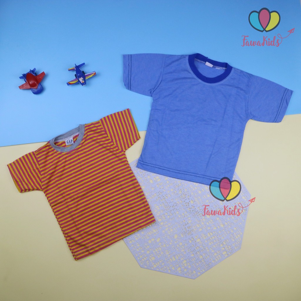 Kaos Salur uk 1-2 tahun / Kaos Salur Anak Laki Baju Adem Lengan Pendek Murah Harian Polos Import