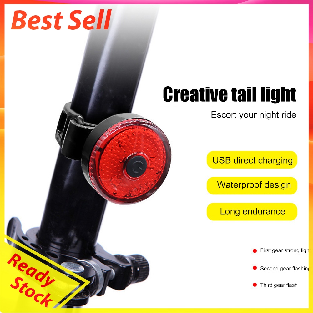 USB Rechargeable Bike Tail Light Waterproof Night Running Warning Lights