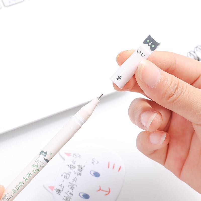 Pulpen Gel Bentuk Kartun Kucing Lucu Portable Untuk Stationery Kantor / Belajar Menulis