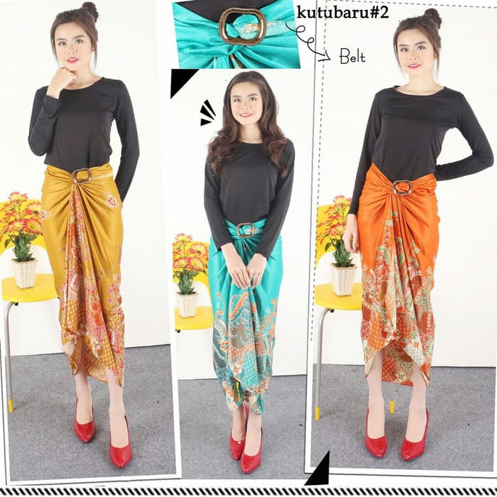 DRESS BATIK Rok Kutubaru #2 Rok Lilit Wanita Kain Batik Rok Kerja Modern K068 - Orange  IWAZAH OFFI