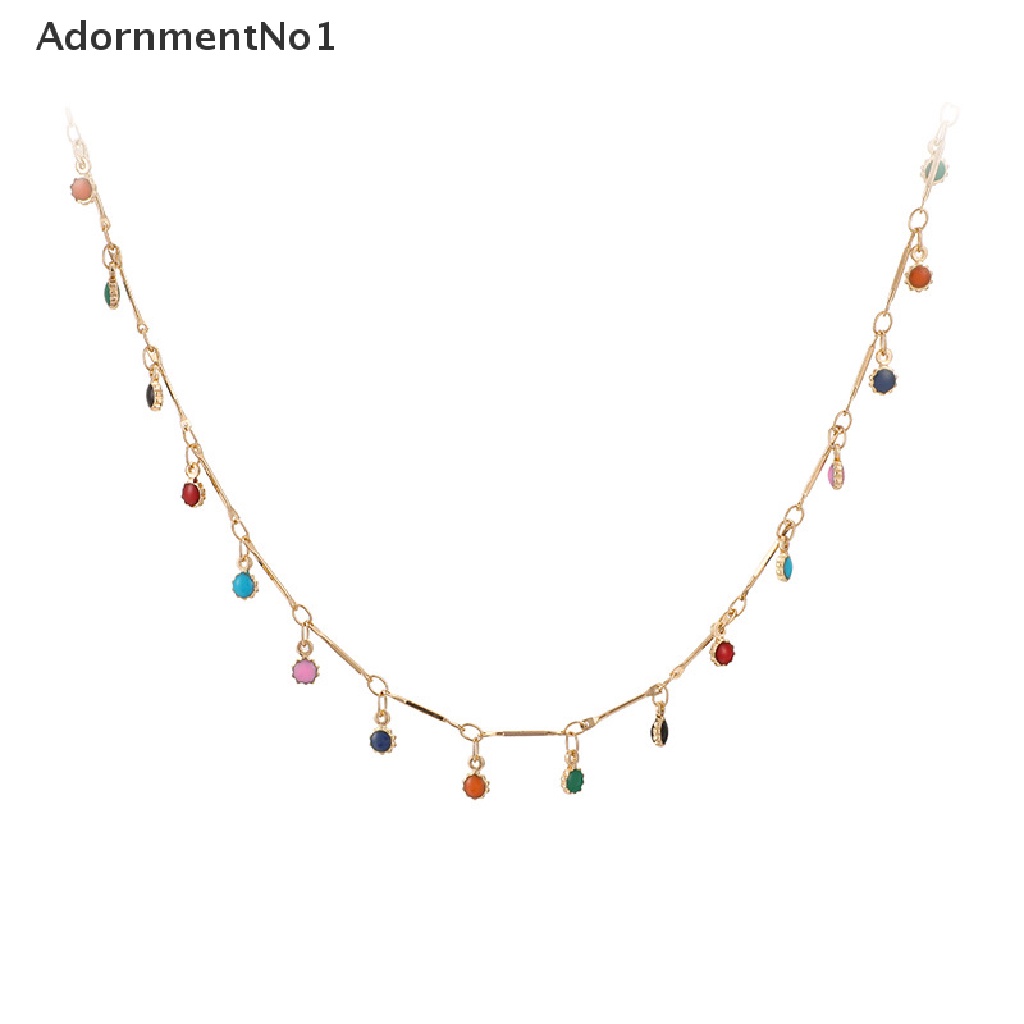 (AdornmentNo1) Kalung Choker Rantai Banyak Warna Aksen Rumbai Gaya Boho Untuk Wanita