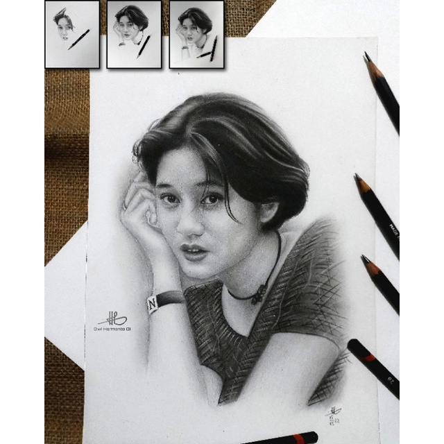 Sketsa wajah - Lukisan pensil A4. SIMPLE