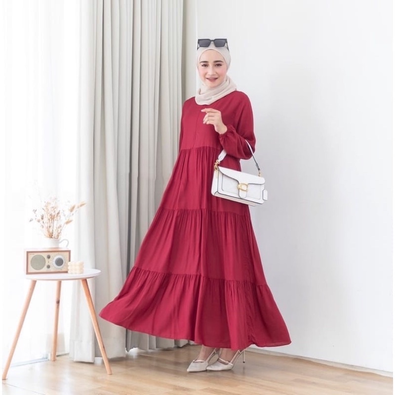 (DBY) GAMIS ANDINA BASIC RUFFLE REMPEL DAILY BUSUI MAXY DRESS RAYON