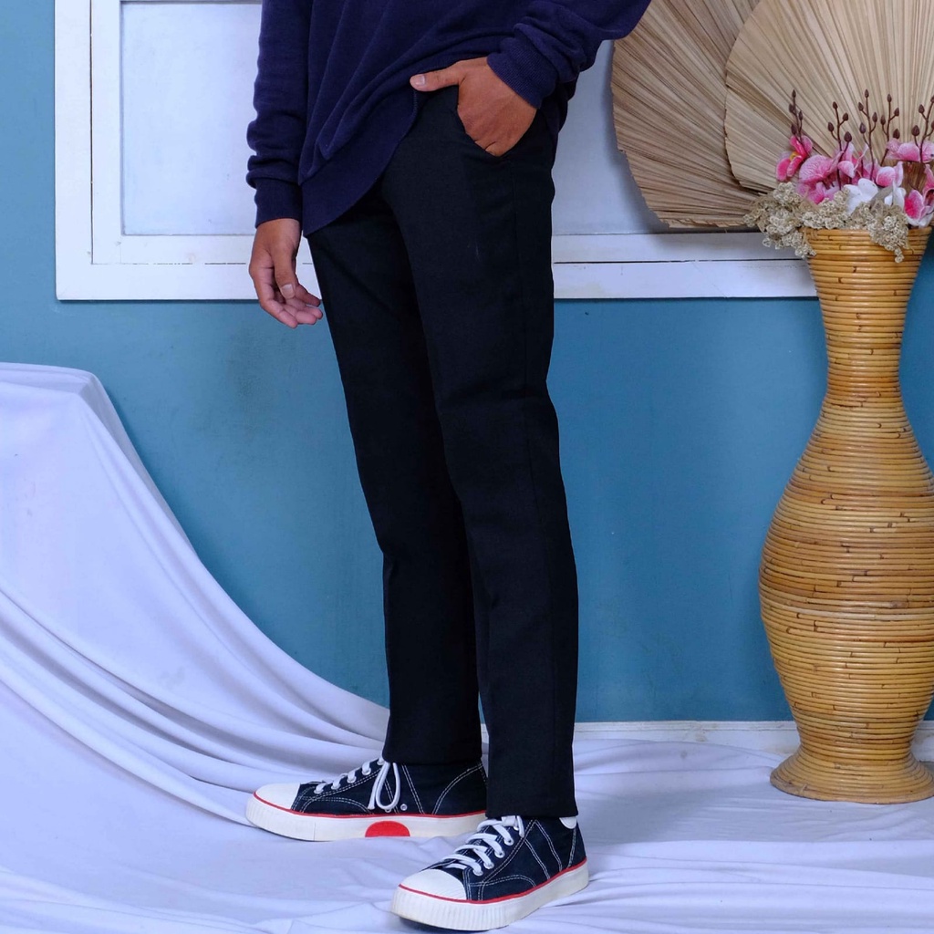 KIMSTAR Celana Kantor Formal Kerja Bahan Dasar Pria Slimfit HITAM PRODUK PREMIUM 1