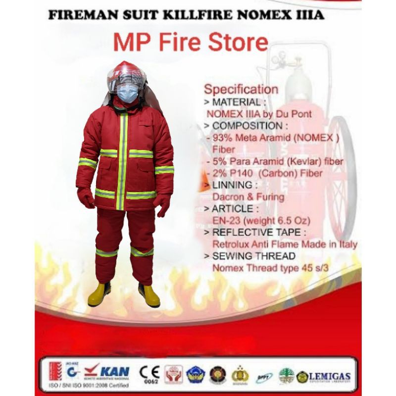 Jual Baju Pemadam Kebakaran Damkar Fireman Suit Nomex Iiia Merah Red