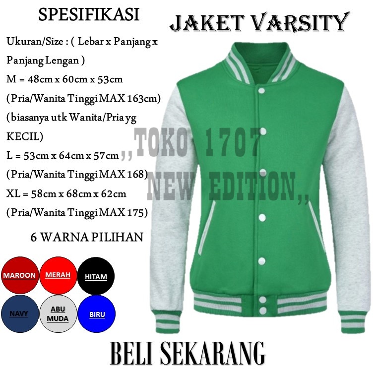 Jaket Varsity Baseball Pria Wanita - Varsity Jacket Vintage Baseball