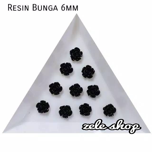 RESIN BUNGA WARNA UKURAN 6mm / Aksesoris Nail Art / Hiasan kuku