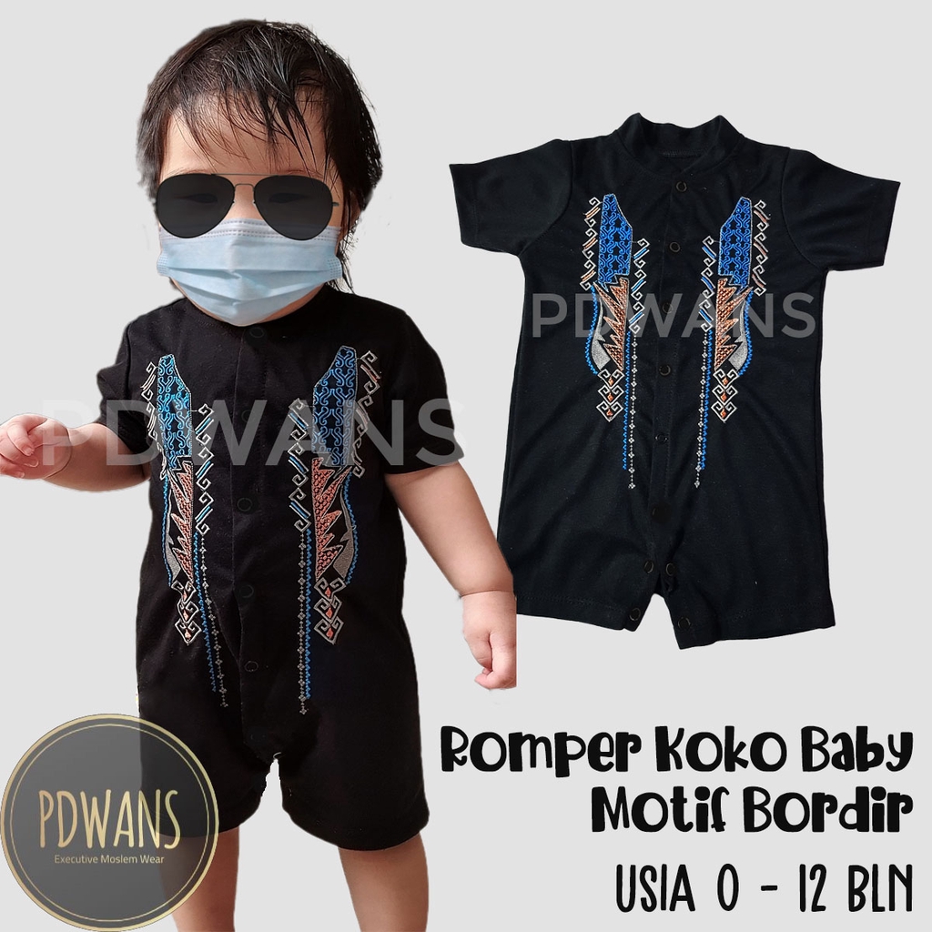 Baju koko Bayi Muslim Jumper Romper Koko Anak Newborn Balita 0 3 6 9 12 Bulan - PDWANS