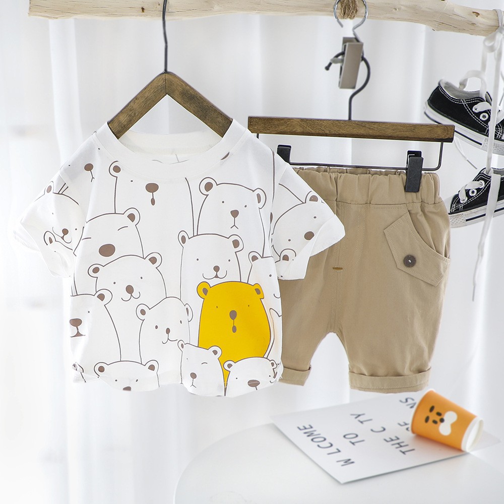 HappyOliver SET METRO POLAR BEAR EBV Setelan Kemeja Bayi Laki-laki Lengan Pendek