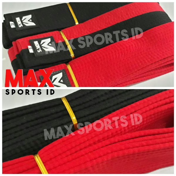 Sabuk Taekwondo Moks Premium Merah Junior Poom dan Senior Hitam