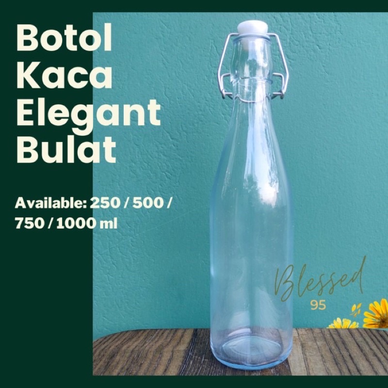 Botol Kaca 250ml 500ml 750ml 1000ml Flexible Swing Bulat Jus Madu Susu Kopi