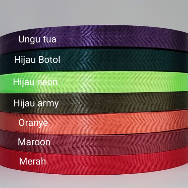 Webbing 2 cm Nylon Herringbone ketebalan 0.9-1 mm (meteran)