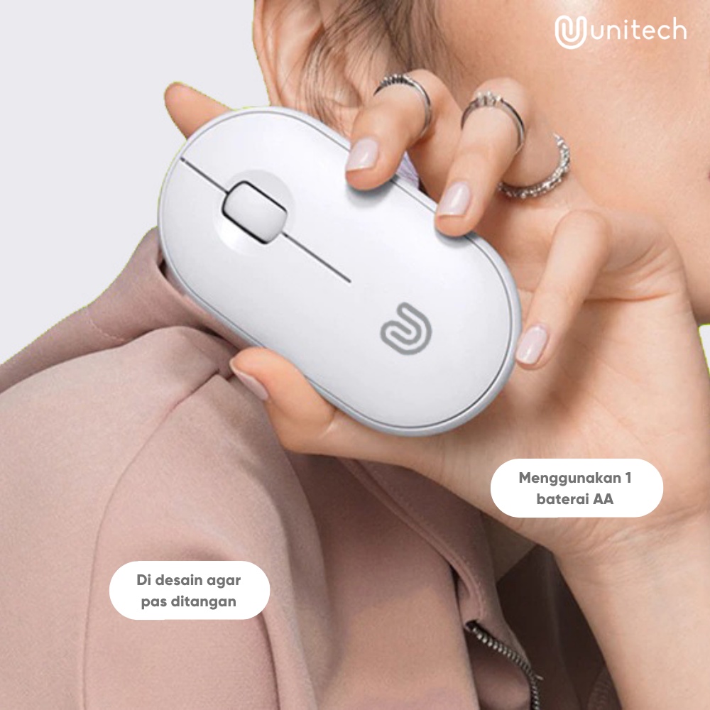 Mouse Unitech Bluetooth - Mouse Wireless Silent Ultra Slim Portable Macaron Series 1200DPI