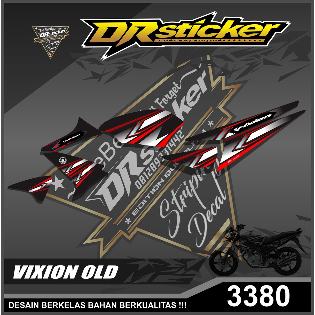 3380 Sticker Striping Lis Vixion Old Variasi Grafis Racing Semi Full - Sticker Striping Vixion Old