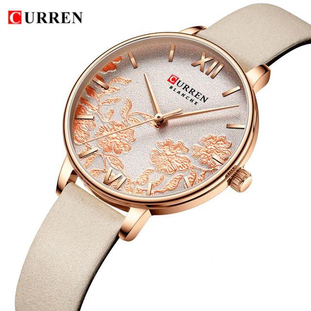 CURREN 9065 Jam Tangan Wanita Analog Tali Kulit Motif Vintage WATCHKITE WKOS